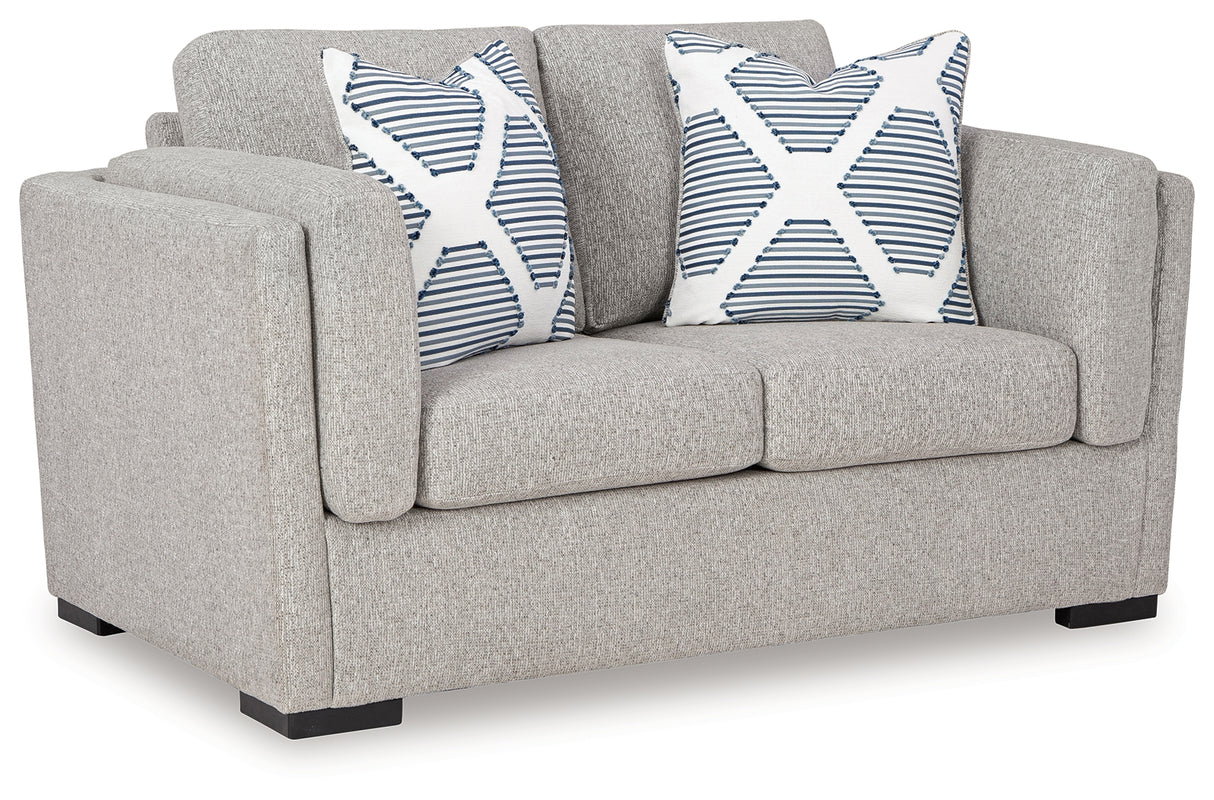 Evansley Pewter Sofa, Loveseat, Chair and Ottoman from Ashley - Luna Furniture
