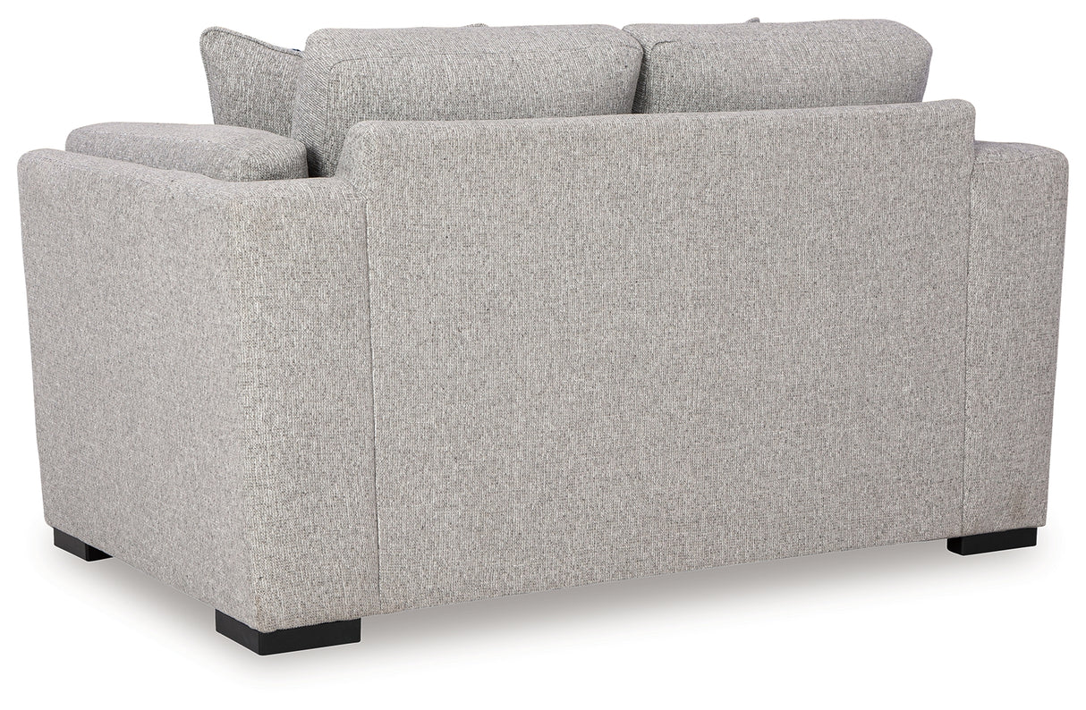 Evansley Pewter Sofa, Loveseat, Chair and Ottoman from Ashley - Luna Furniture