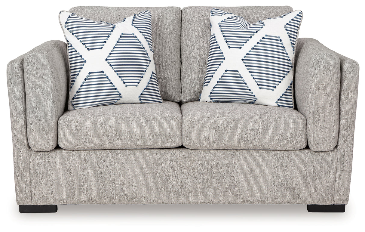Evansley Pewter Sofa, Loveseat, Chair and Ottoman from Ashley - Luna Furniture