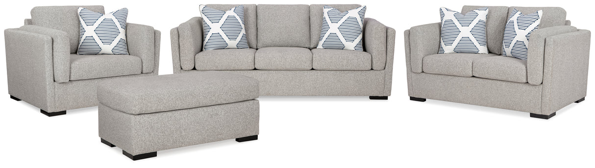 Evansley Pewter Sofa, Loveseat, Chair and Ottoman from Ashley - Luna Furniture
