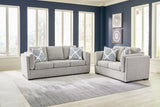 Evansley Pewter Sofa, Loveseat, Chair and Ottoman from Ashley - Luna Furniture