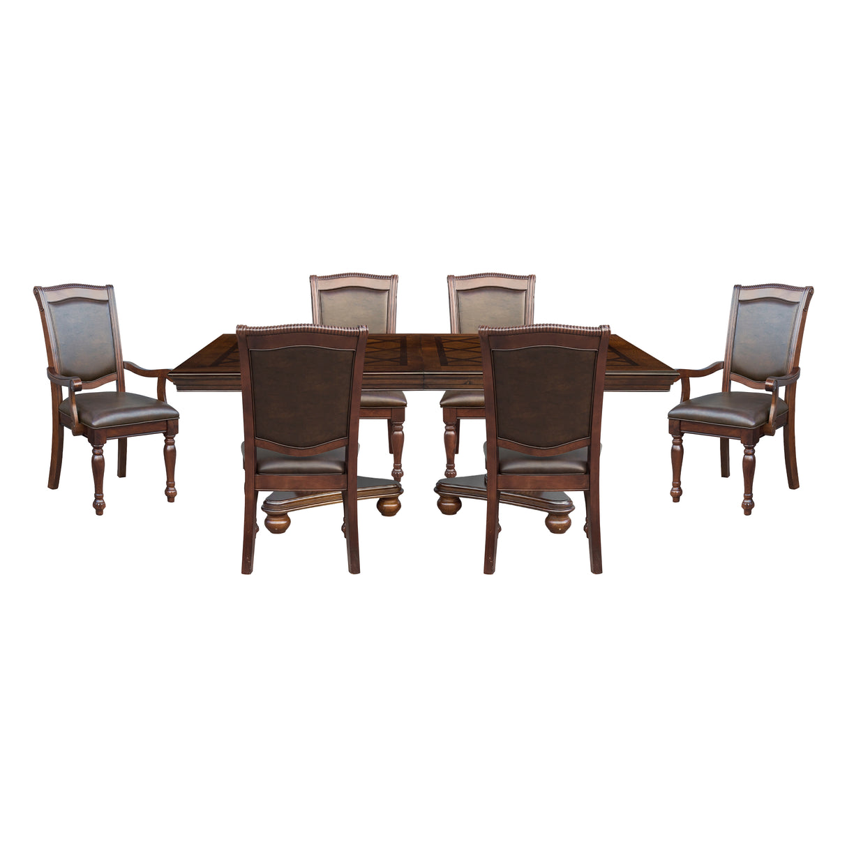 Lordsburg Brown Chery 7-Piece 103" Double Pedestal Extendable Dining Set from Homelegance - Luna Furniture