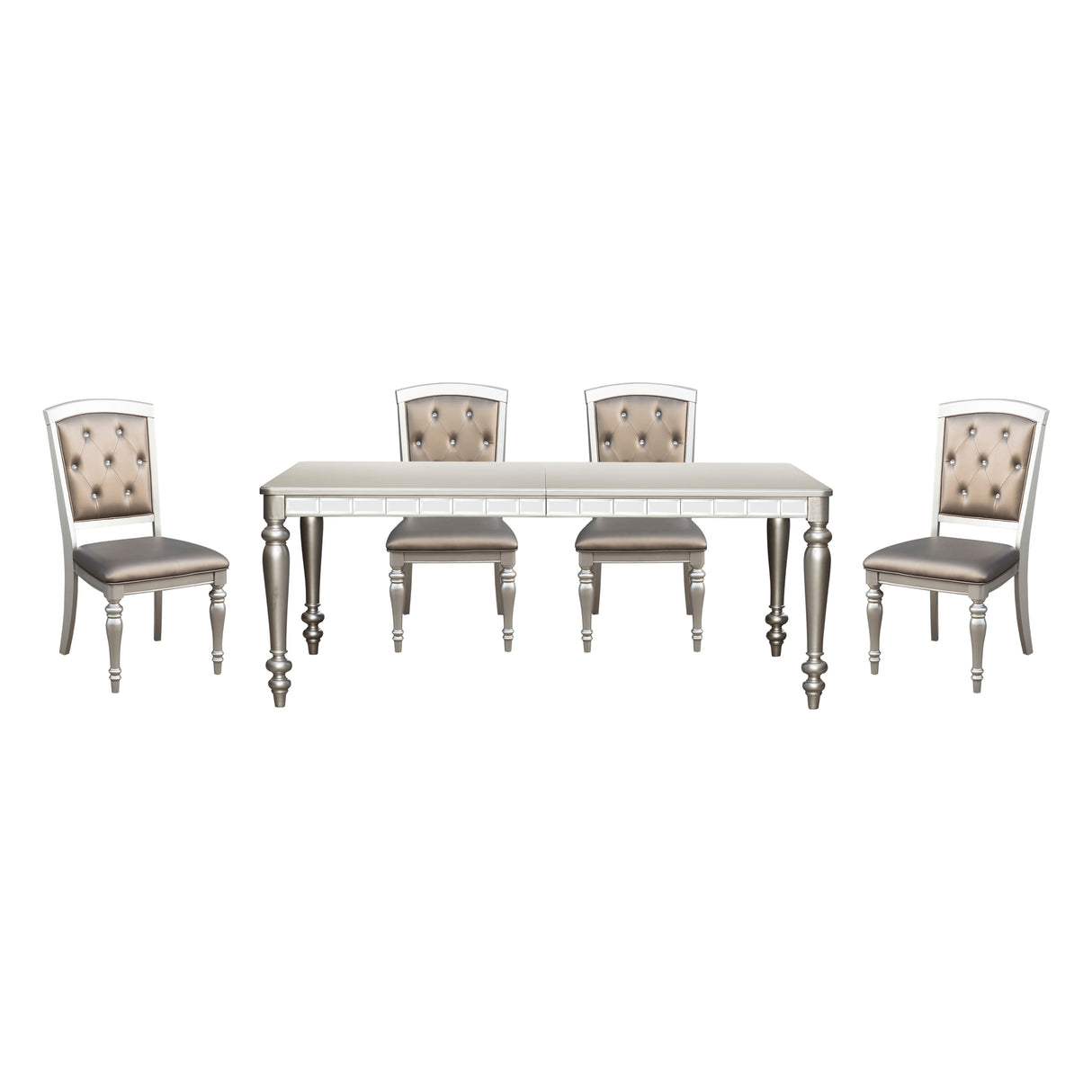 Orsina Silver Mirrored 5-Piece 96" Extendable Dining Set from Homelegance - Luna Furniture