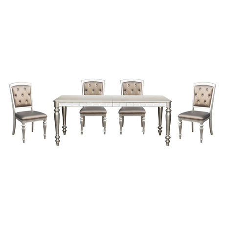 Orsina Silver Mirrored 5-Piece 96" Extendable Dining Set from Homelegance - Luna Furniture