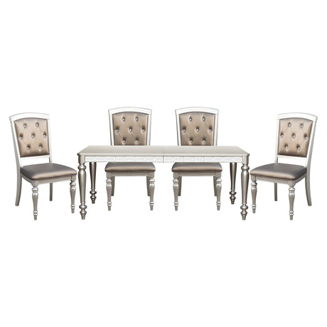 Orsina Silver Mirrored 5-Piece 96" Extendable Dining Set from Homelegance - Luna Furniture