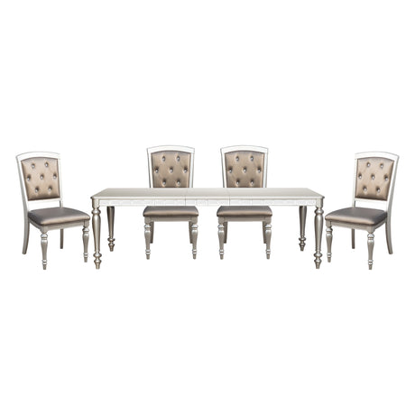 Orsina Silver Mirrored 5-Piece 96" Extendable Dining Set from Homelegance - Luna Furniture