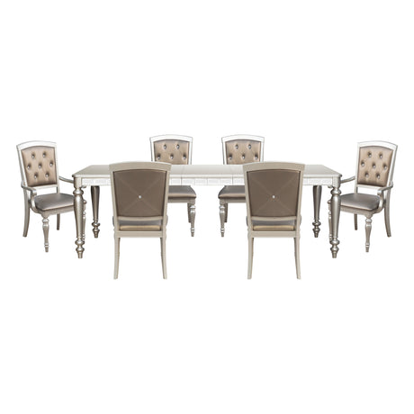 Orsina Silver Mirrored 7-Piece 96" Extendable Dining Set from Homelegance - Luna Furniture