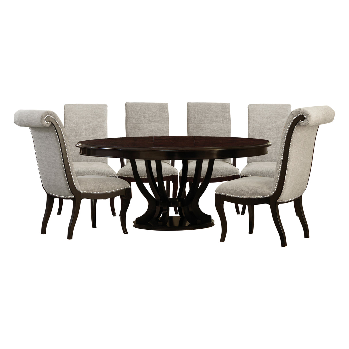Savion Espresso Round/Oval 7-Piece Dining Set from Homelegance - Luna Furniture