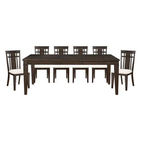 Makah Dark Brown/Beige 7-Piece 78" Extendable Dining Set from Homelegance - Luna Furniture