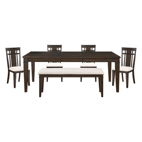Makah Dark Brown/Beige 7-Piece 78" Extendable Dining Set from Homelegance - Luna Furniture