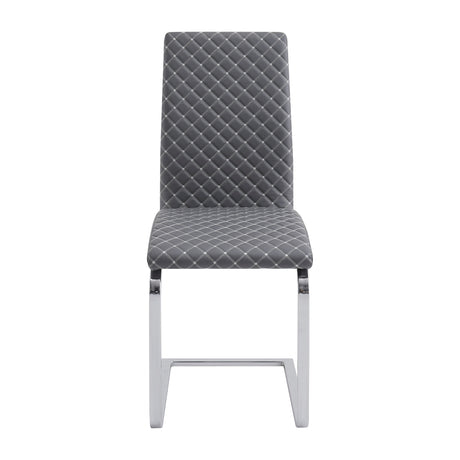 Yannis Chrome Metal/Gray Faux Leather Side Chair, Set of 2 from Homelegance - Luna Furniture