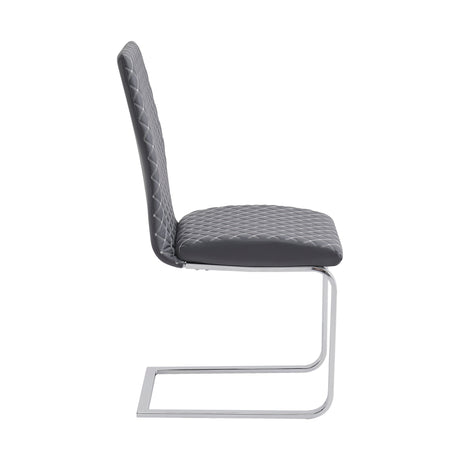 Yannis Chrome Metal/Gray Faux Leather Side Chair, Set of 2 from Homelegance - Luna Furniture