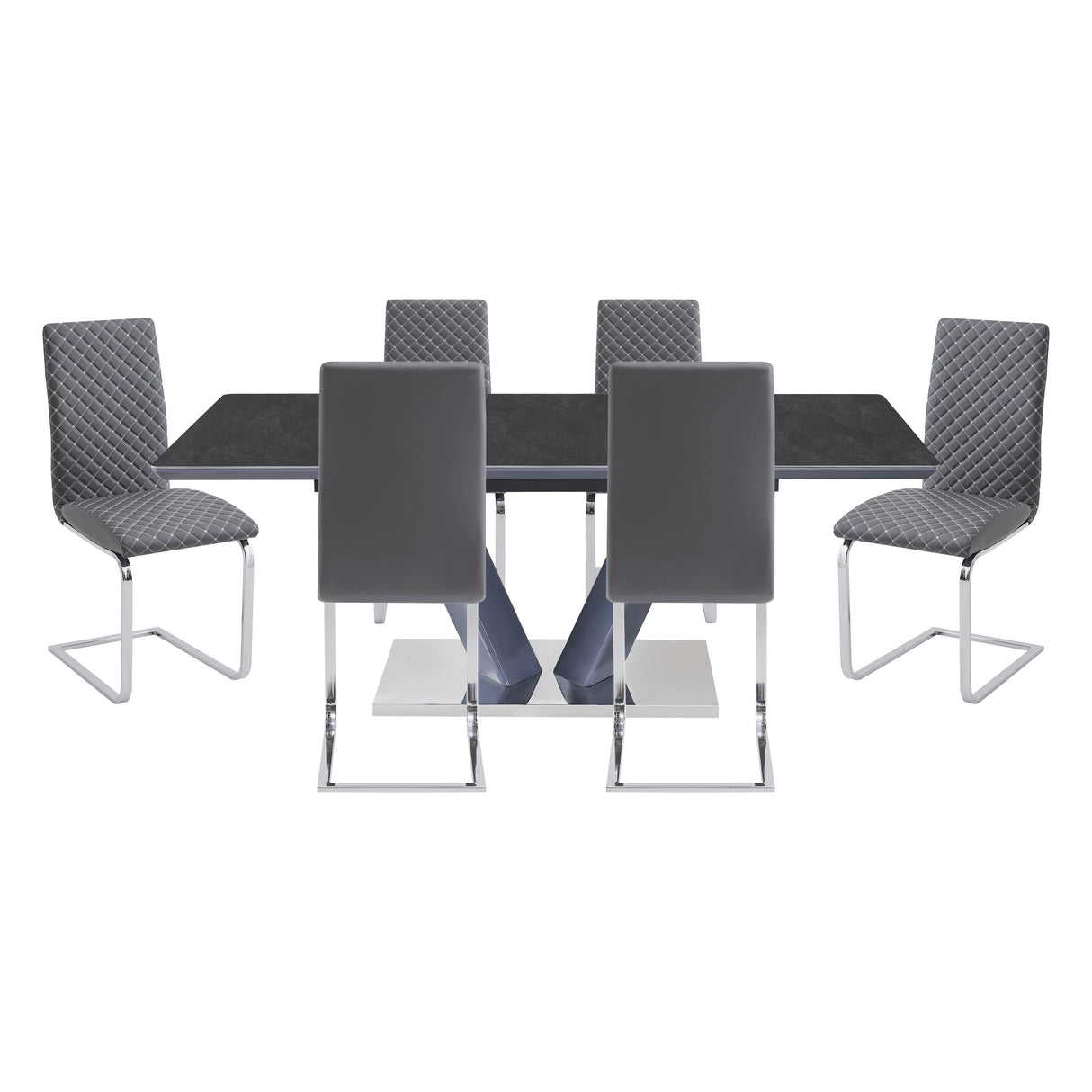 Yannis Black/Gray 7-Piece Dining Room Set