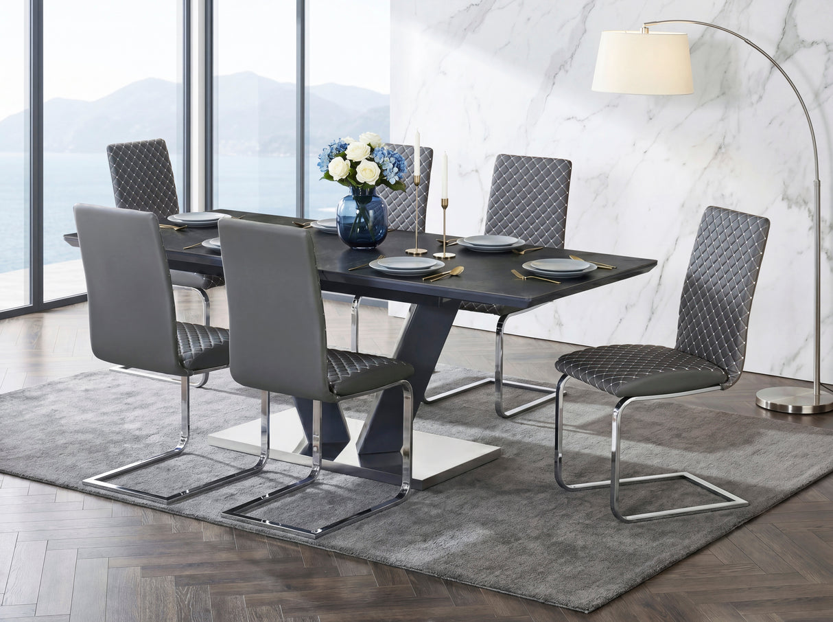 Yannis Chrome Metal/Gray Faux Leather Side Chair, Set of 2 from Homelegance - Luna Furniture