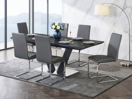 Yannis Chrome Metal/Gray Faux Leather Side Chair, Set of 2 from Homelegance - Luna Furniture