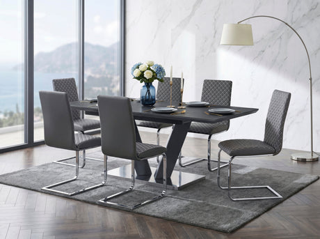 Yannis Chrome Metal/Gray Faux Leather Side Chair, Set of 2 from Homelegance - Luna Furniture