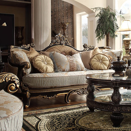 HD-551 Blk Enamel/Antique Gold/Silver Loveseat from Homey Design - Luna Furniture