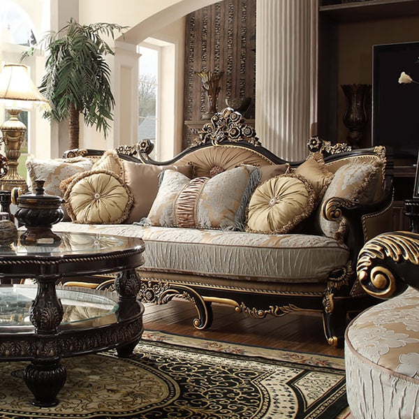 HD-551 Blk Enamel/Antique Gold/Silver Sofa