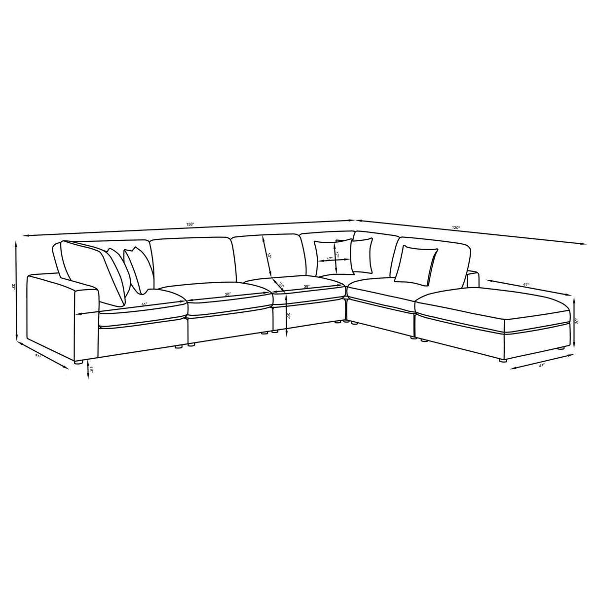 Serene Beige 6-Piece Upholstered Modular Sectional from Coaster - Luna Furniture