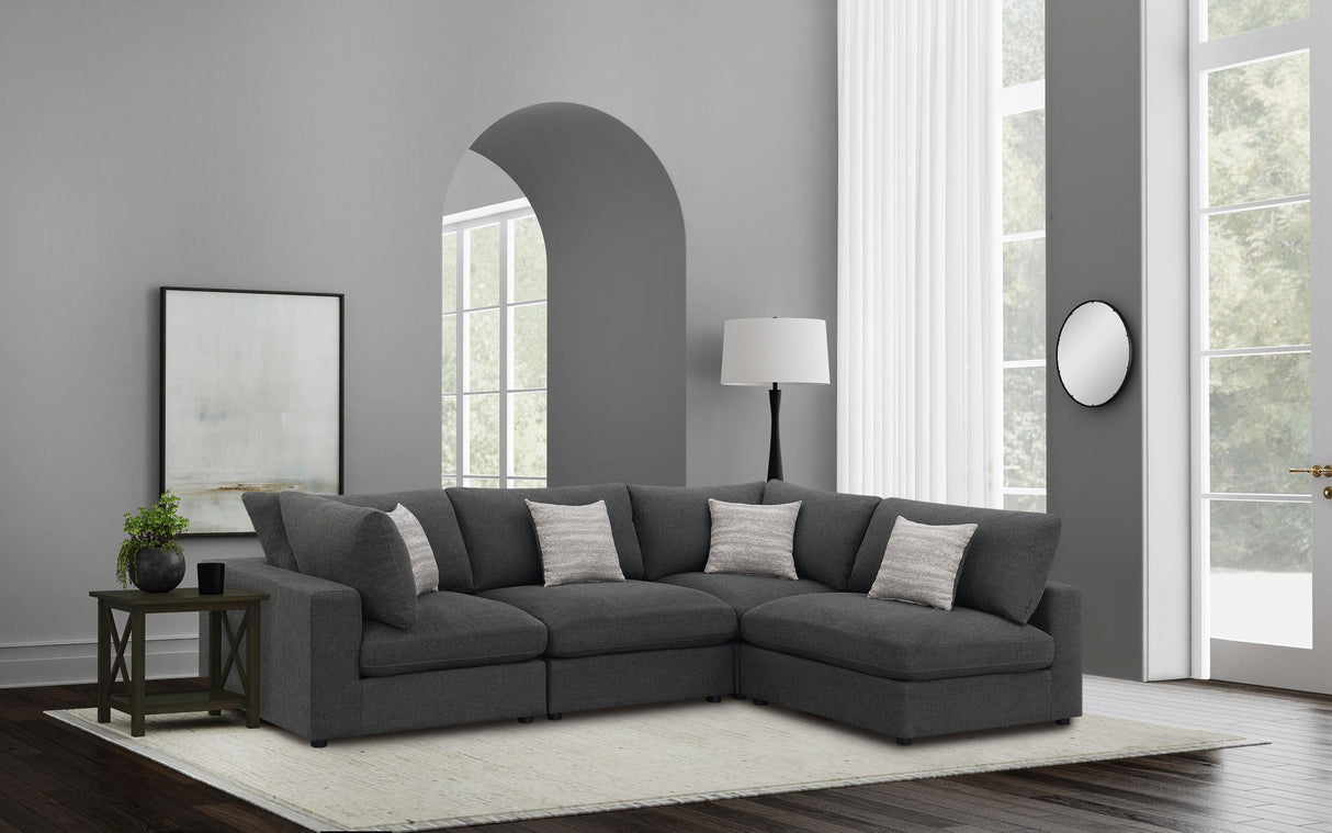 Serene Charcoal Upholstered 4-Piece Modular Sectional from Coaster - Luna Furniture