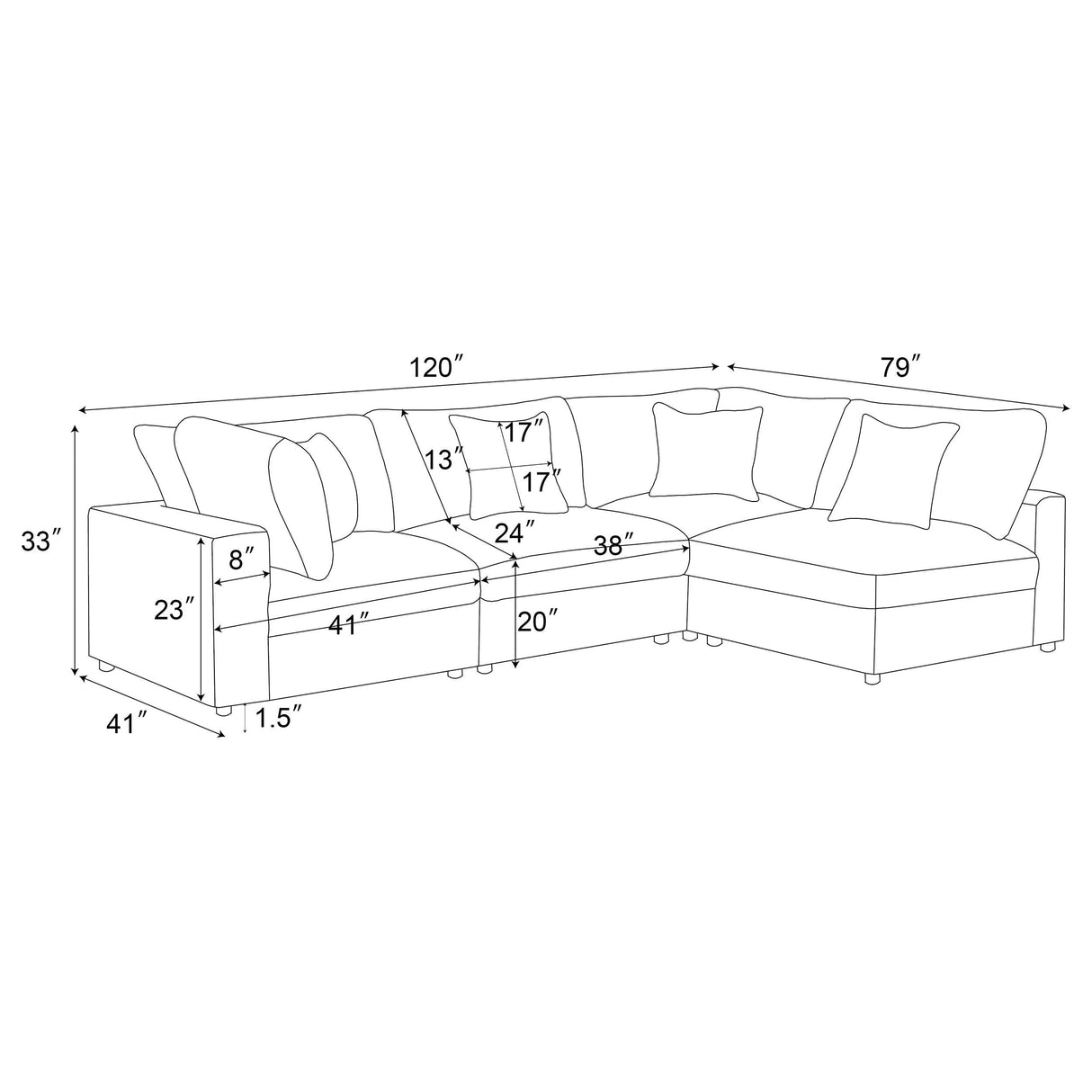 Serene Charcoal Upholstered 4-Piece Modular Sectional from Coaster - Luna Furniture