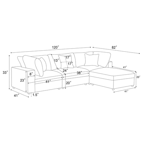 Serene Charcoal Upholstered 4-Piece Modular Sectional from Coaster - Luna Furniture