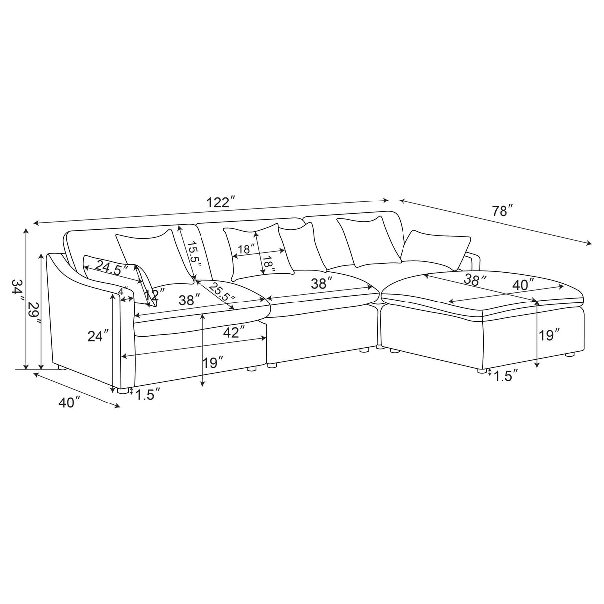 Hobson Ivory 4-piece Upholstered Modular Sectional Sofa from Coaster - Luna Furniture