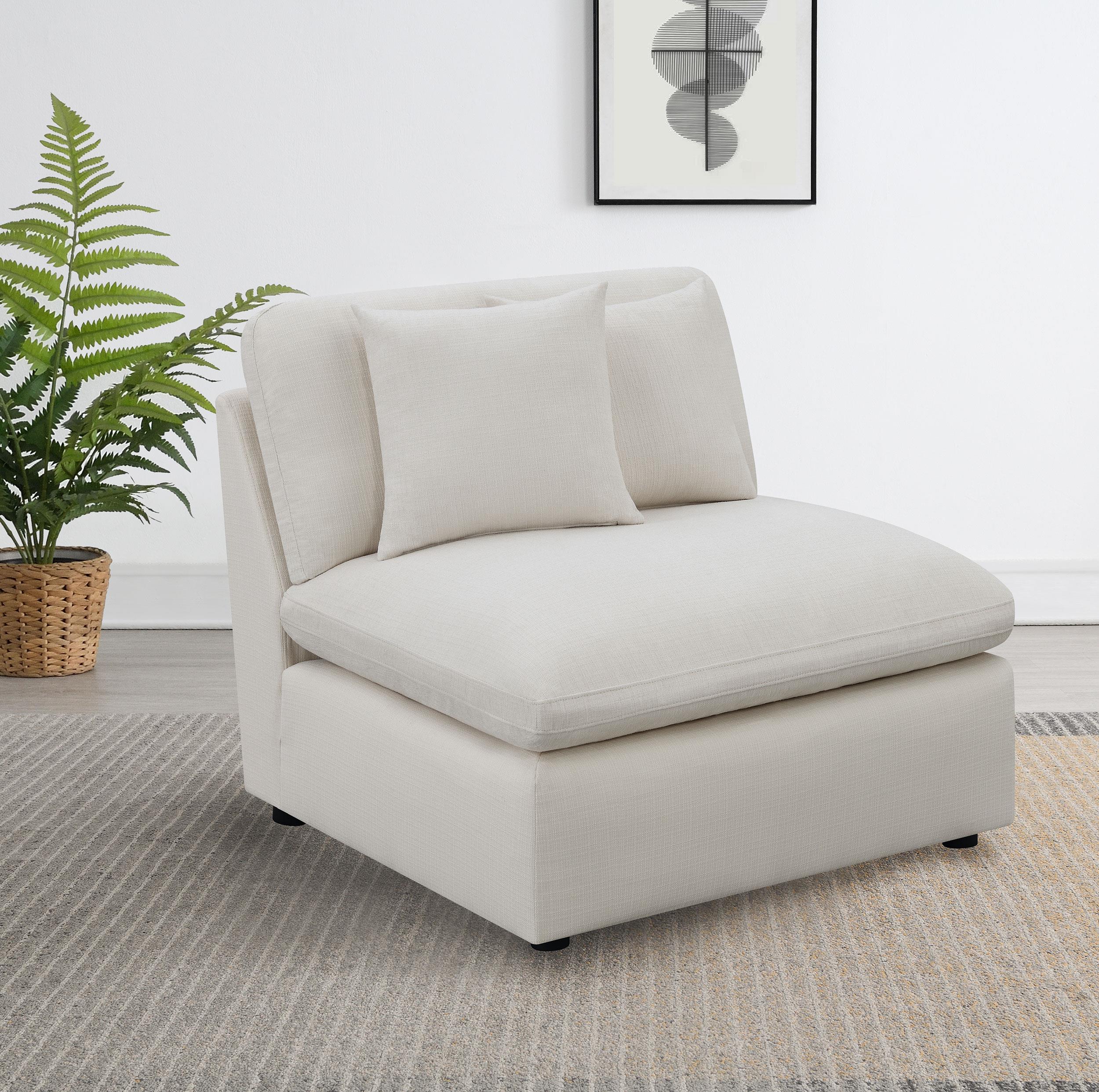 Hobson Cushion Back Armless Chair Off-White - Luna Furniture