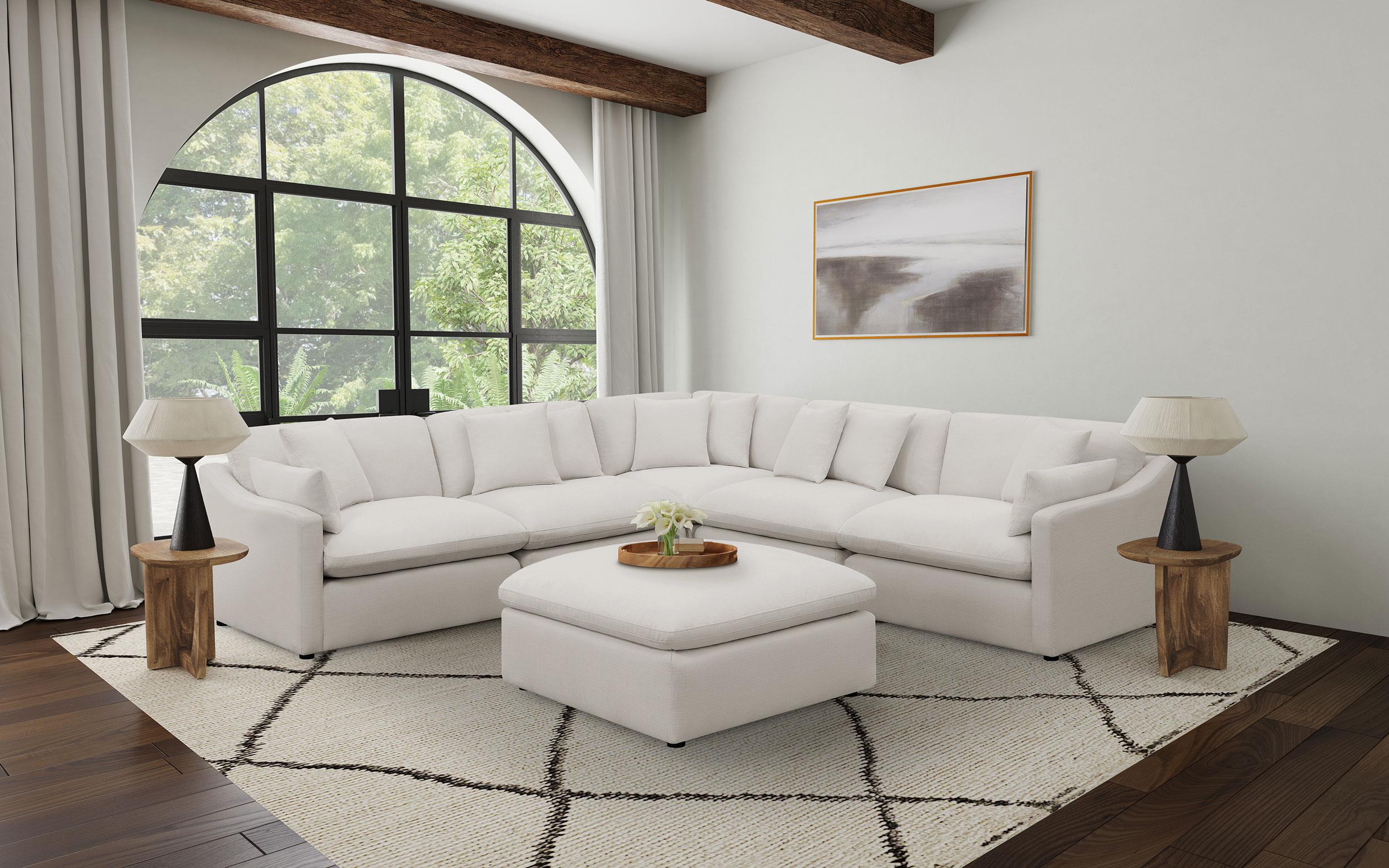 Hobson Cushion Back Armless Chair Off-White - Luna Furniture