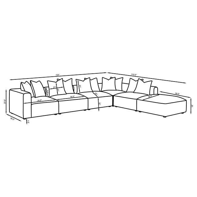 Jennifer Gray 6-Piece Tight Seat Modular Sectional from Coaster - Luna Furniture