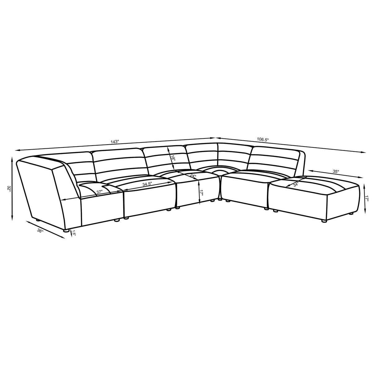 Sunny Natural Upholstered 6-Piece Sectional from Coaster - Luna Furniture