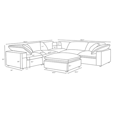 Raleigh Ivory 6-Piece Boucle Upholstered Modular Sectional Sofa from Coaster - Luna Furniture