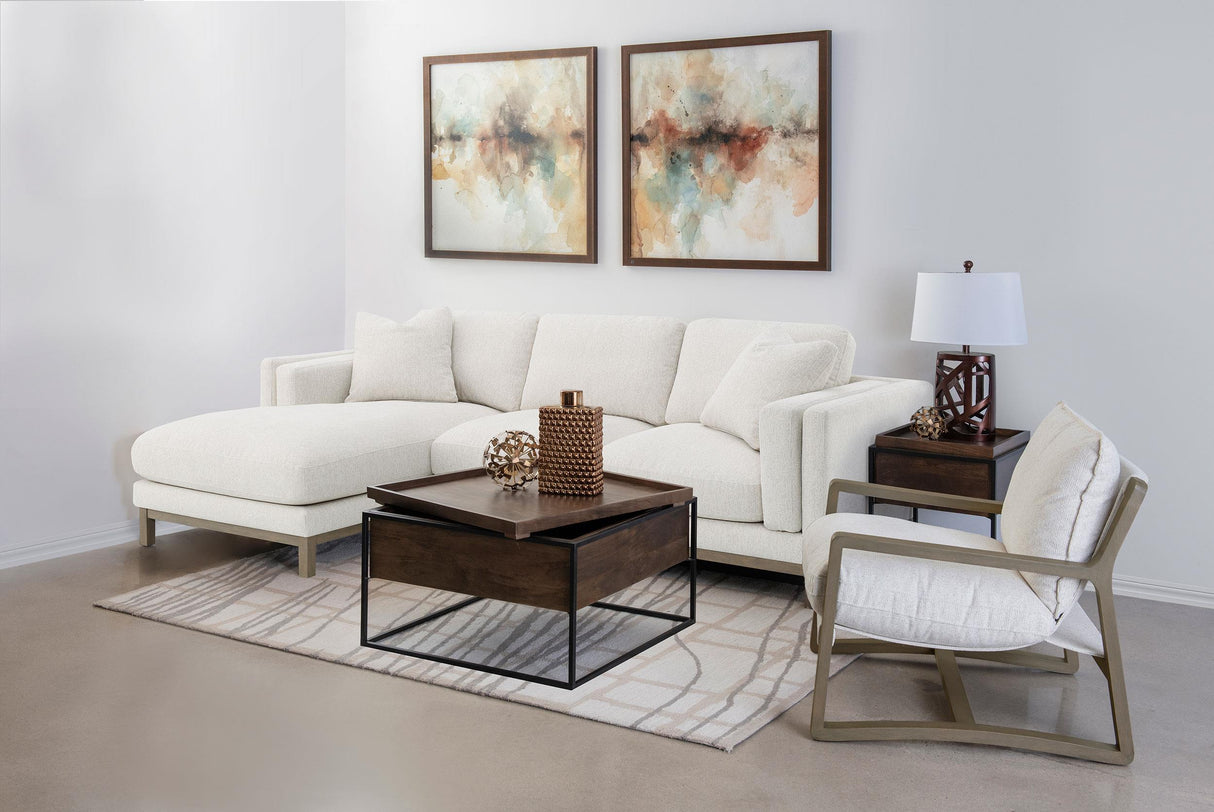 Geneva Sand Boucle Upholstered Sectional Chaise Sofa from Coaster - Luna Furniture