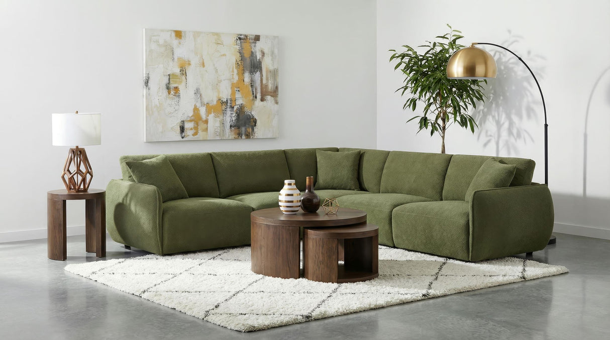 Elysia Green 5-piece Chenille Upholstered Modular Sectional Sofa from Coaster - Luna Furniture