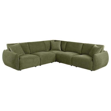 Elysia Green 5-piece Chenille Upholstered Modular Sectional Sofa from Coaster - Luna Furniture