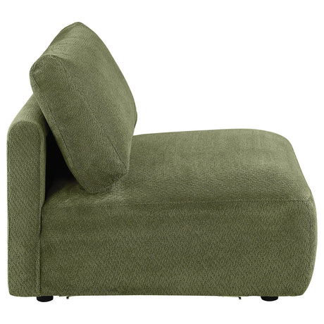 Elysia Green Chenille Upholstered Modular Armless Chair from Coaster - Luna Furniture
