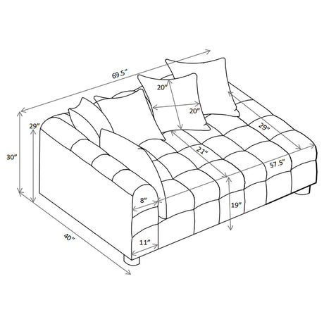 Amara Ivory Upholstered LAF Loveseat from Coaster - Luna Furniture