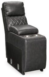 Samperstone Gray Console with Storage from Ashley Furniture - Luna Furniture