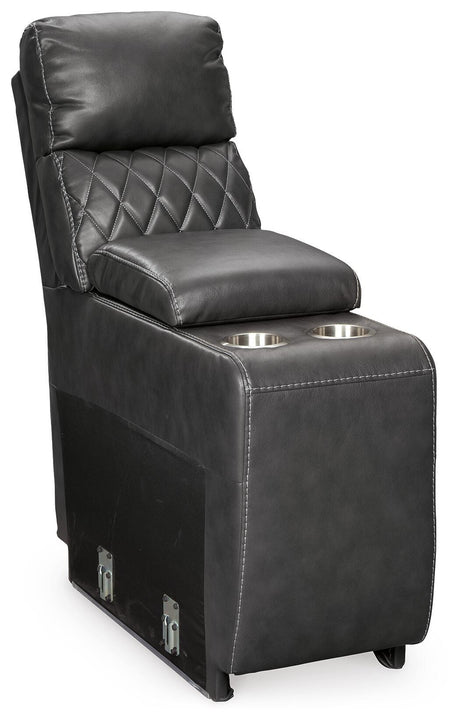 Samperstone Gray Console with Storage from Ashley Furniture - Luna Furniture
