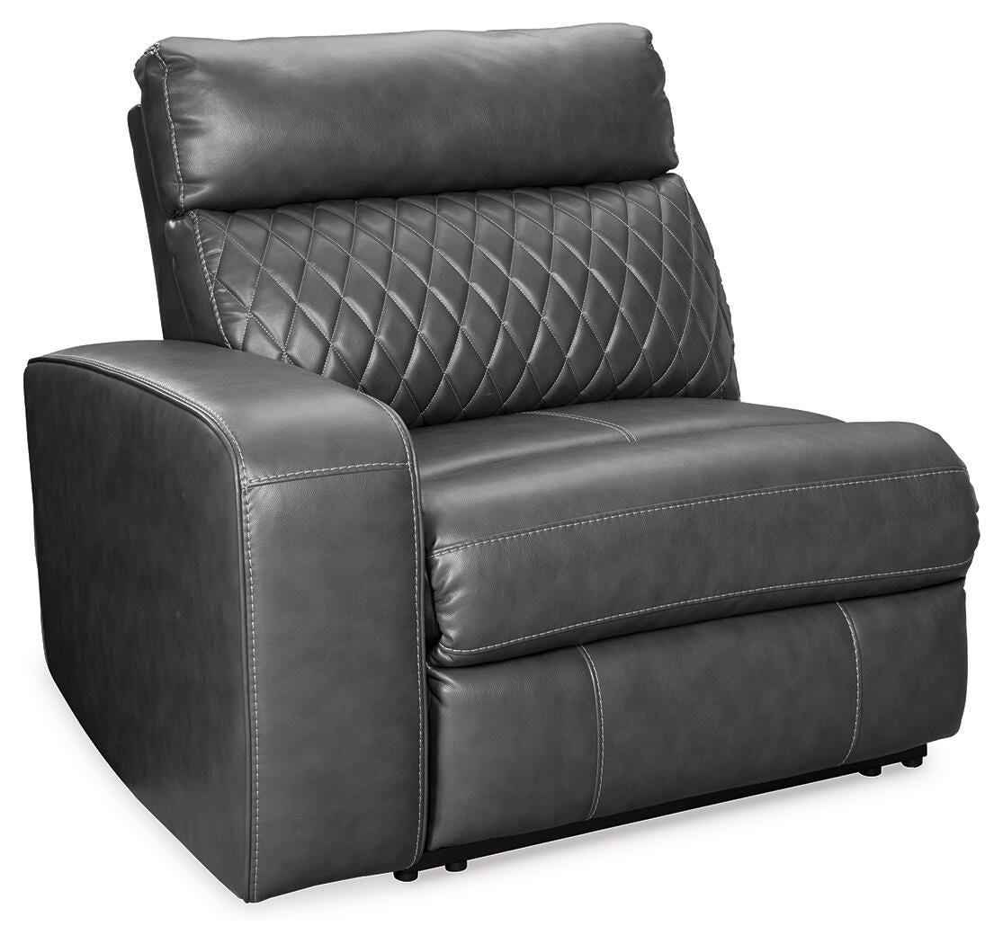 Samperstone Gray 2-Piece Power Reclining Sectional Loveseat from Ashley Furniture - Luna Furniture