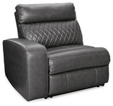 Samperstone Gray Left-Arm Facing Power Recliner from Ashley Furniture - Luna Furniture