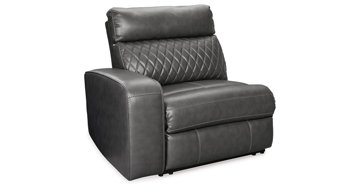 Samperstone Gray 2-Piece Power Reclining Sectional Loveseat from Ashley Furniture - Luna Furniture