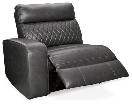 Samperstone Gray 2-Piece Power Reclining Sectional Loveseat from Ashley Furniture - Luna Furniture