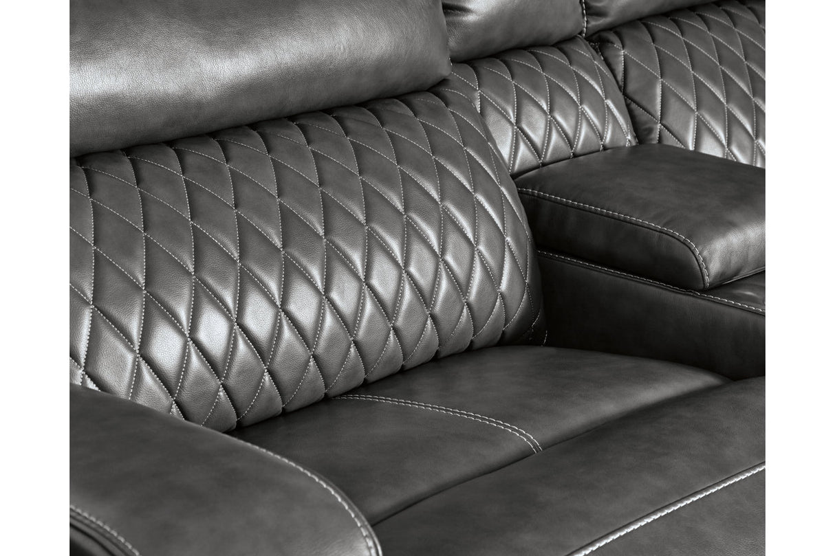 Samperstone Gray 3-Piece Power Reclining Sectional Loveseat from Ashley - Luna Furniture