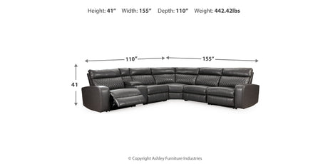 Samperstone Gray 6-Piece Power Reclining Sectional from Ashley - Luna Furniture