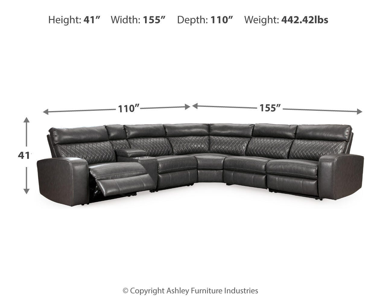 Ashley Samperstone Gray 6-Piece Power Reclining Sectional – Luna