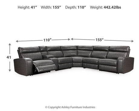Samperstone Gray 6-Piece Power Reclining Sectional from Ashley Furniture - Luna Furniture