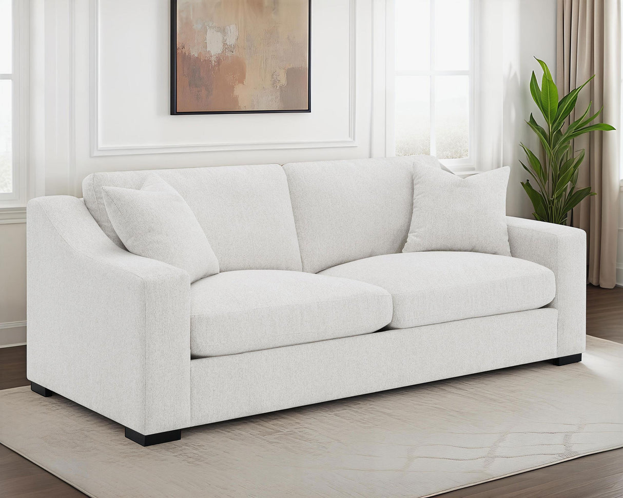 Ashlyn Sand Fabric Upholstered Track Arm Sofa from Coaster - Luna Furniture