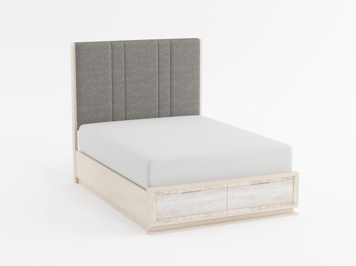 Noctis White/Light Gray Eastern King Platform Bed with Footboard Storage from Homelegance - Luna Furniture