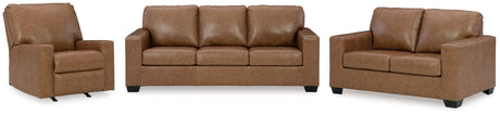 Bolsena Caramel Sofa, Loveseat and Recliner from Ashley Furniture - Luna Furniture